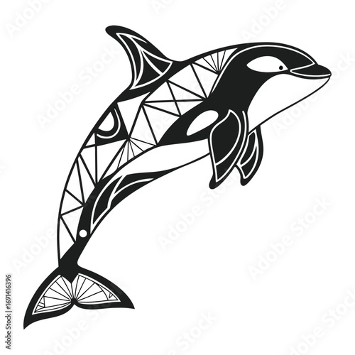 Tribal Orca Killer Whale Black and White Design