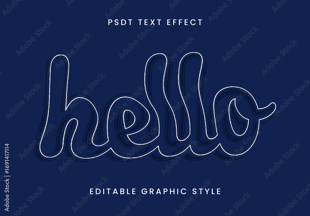 White And Blue Outline Script Font Layered Shadow Cursive Text Effect ...