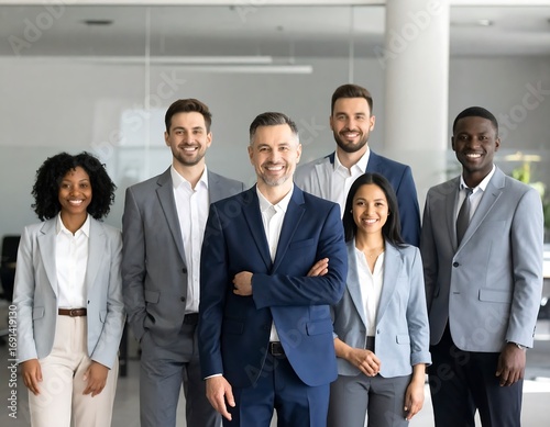 Business team posing in modern office