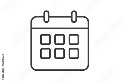 Calendar icon vector. Thin line symbol for web design, mobile app. Schedule, date, event, and appointment planner pictogram. Time management and organizer outline graphic.