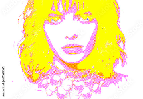 Pink And Yellow Retro Pop Magazine Halftone Poster Photo Effect