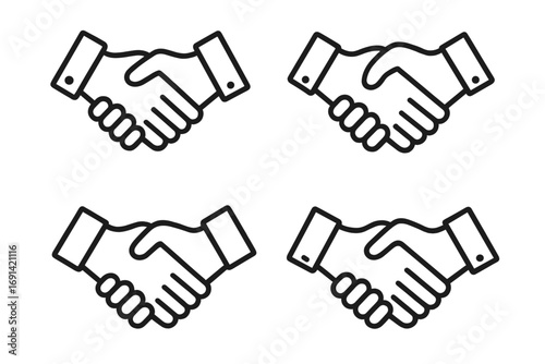 Wallpaper Mural Handshake icon set for business agreement and partnership. Line art vector illustration of a deal or contract symbol. Concept of successful cooperation, teamwork, and greeting. Torontodigital.ca
