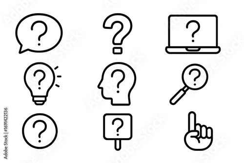 Question mark line icon collection, outline style symbols for graphic design, web apps, adverts, user interface elements, info signs, question concept vector illustration