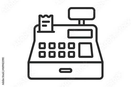 Cash register line icon. Simple checkout symbol for payment, sale and retail. Minimal vector illustration for store business, finance and online shopping. Transaction pictogram.