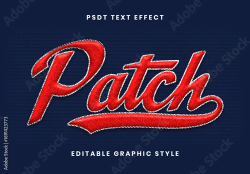 Red Chenille Font Embroidered Script Embossed Text Effect