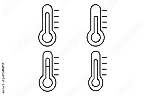 Thermometer line icon collection. Simple isolated temperature measurement symbols for weather, hot and cold. Medical fever sign. Vector illustration with editable stroke.