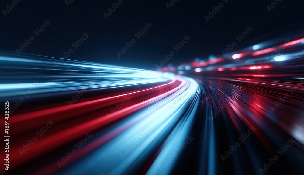 Obraz premium Abstract speed blur of a highway at night