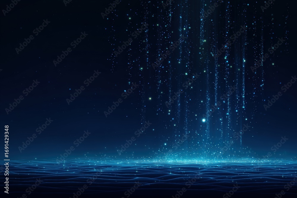 Obraz premium Digital rain effect on dark surface