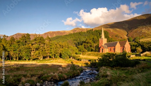 Wallpaper Mural Church in Valley at Sunset Torontodigital.ca
