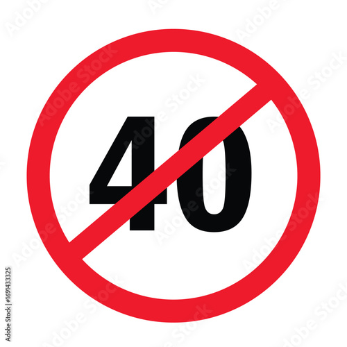 Speed Limit 40 Sign with Red Slash traffic road