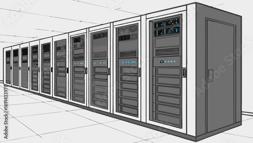 Server Room Data Center Network IT Infrastructure Technology Servers Rack Servers Computer Equipment Digital Technology Data Storage Cloud Computing Internet Technology Information Te.