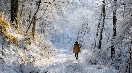 Winter Walking Through a Snow-Covered Forest Path: Exploring Nature's Solitude and Beauty