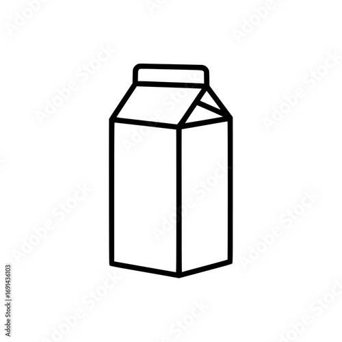 simple milk carton outline representing beverage, dairy product, and food packaging.