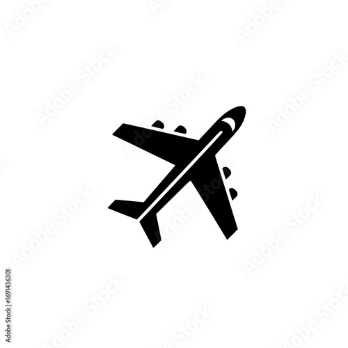 airplane front view symbolizing flight, travel, aviation, and airline transportation.