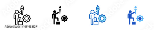 Leadership Torch  Icon Set Multiple Style Collection
