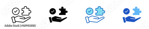 Problem Solving Puzzle  Icon Set Multiple Style Collection