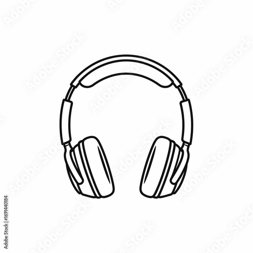 A simple line drawing illustration of over-ear headphones, centered on a white background.