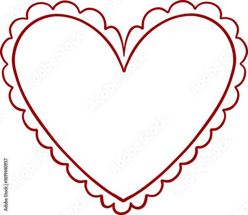 Bold Heart Outline With Scalloped Border Shadow