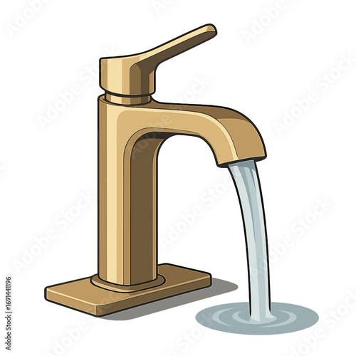 A high‑end faucet delivering smooth water flow in a modern bathroom, embodying sophisticated design and refined aesthetics, perfect for premium interior visuals and lifestyle branding