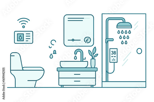 The bathroom of a future home will include intelligent fixtures that conserve water and deliver a spa‑like experience