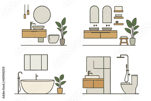 Indoor perspectives bring innovative bathroom designs to modern homes