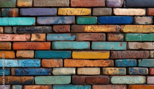 Colorful brick wall texture