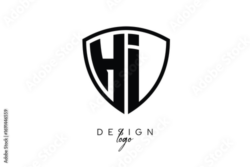Free Download HI  Shield Letter Logo Modern Monogram Emblem for Security, Sports, Corporate & Premium Branding - GFXLoad