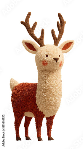 Cute cartoon deer illustration with fluffy texture and vibrant colors, showcasing a playful character design suitable for children's media and storytelling