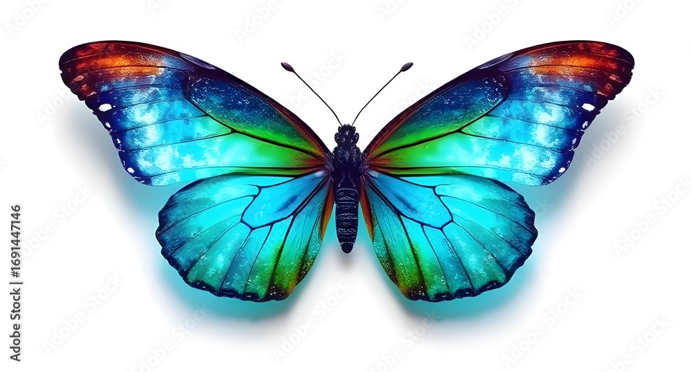 Fototapeta premium butterfly with galaxy wings isolated on white background