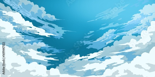 Sky Blue Background,Vector Clear Sky Cloud.Sunny day with sunlight morning in Winter,Horizon Nature Landscape daylight in afternoon Summer,Spring,illustration Banner weather season