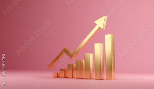 Free Download Gold bar graph with upward trend on pink background (1) - GFXLoad