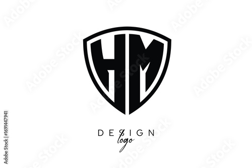 HM  Shield Letter Logo Modern Monogram Emblem for Security, Sports, Corporate & Premium Branding