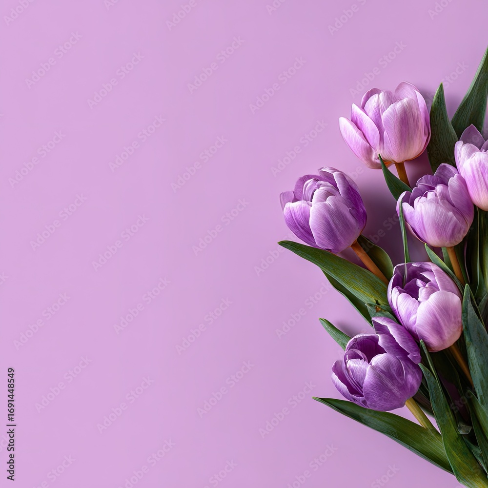 Fototapeta premium Purple Tulips On Lavender