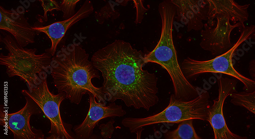 Vibrantly Stained Mammalian Cells: Nuclei, Cytoskeleton, and Cytoplasmic Structures by Fluorescence Microscopy