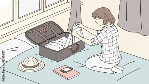 Packing suitcase woman packing clothes for trip travel preparation packing luggage vacation holiday journey adventure female packing bag getting ready travel essentials packing tips s.