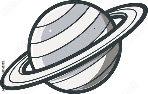 Gray saturn planet with rings outer space celestial body cosmic galaxy astronomy