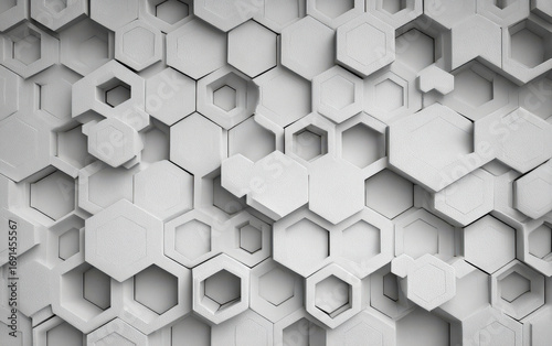 Hexagonal geometric pattern with three-dimensional effect