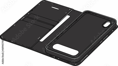 Smartphone Wallet Case Mobile Phone Cover Leather Case Protective Case Phone Accessory Card Slots Stylish Design Electronic Gadget Device Protection Mobile Phone Pouch Convenient Case.