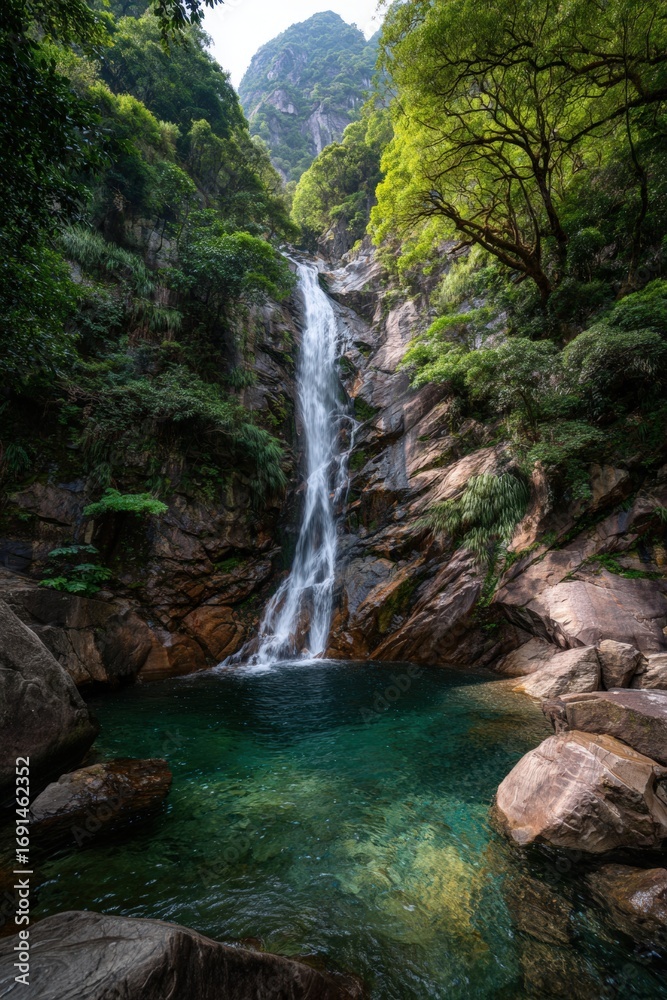 Fototapeta premium Lush waterfall cascading into a tranquil pool (3)