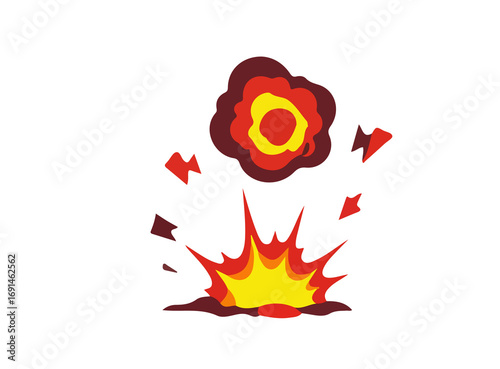 Explosion: A vibrant illustration depicting a powerful explosion with flames and a shockwave, ideal for representing intense energy and dramatic events.