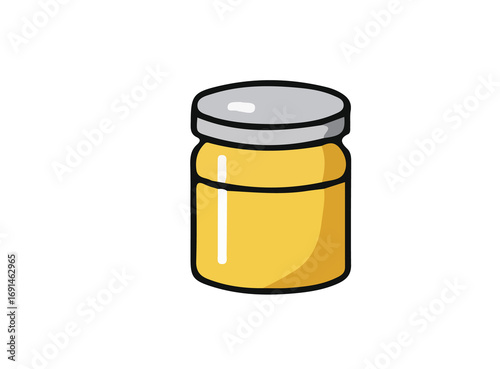 Jar of Honey: A close-up illustration of a jar brimming with golden honey, sealed with a metallic lid, offering a tempting glimpse into a world of sweetness. 