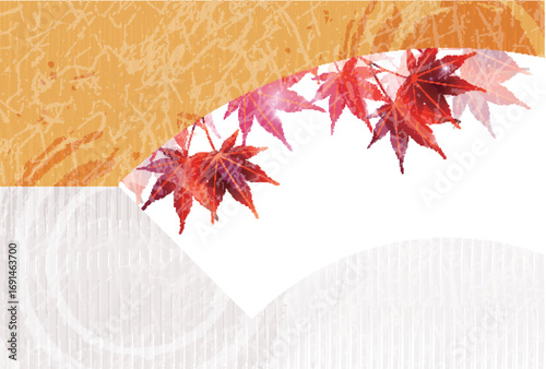 秋　紅葉　和柄　葉　背景	