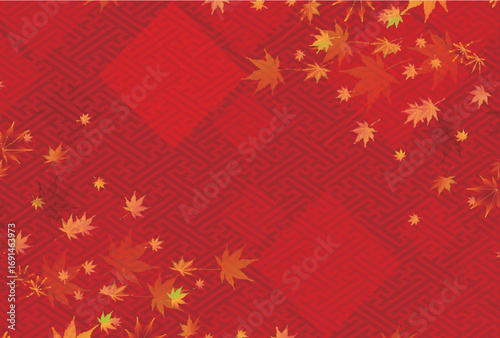 秋　紅葉　和柄　葉　背景	