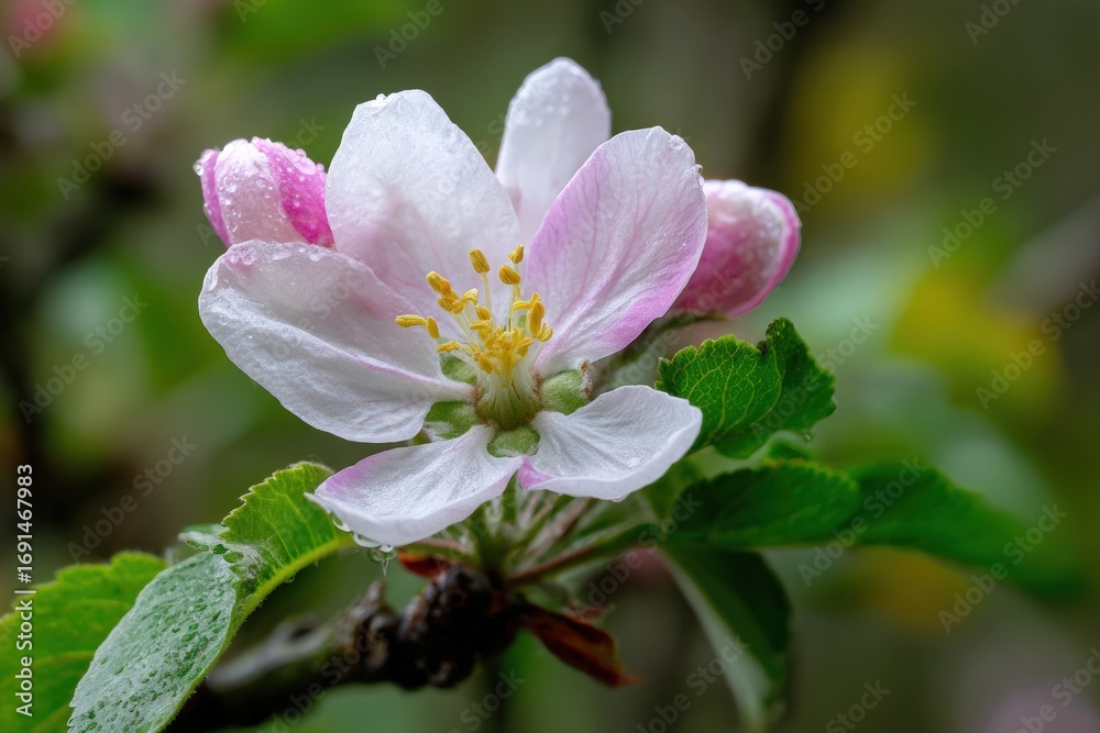 Obraz premium Close-up of a delicate pink apple blossom (4)