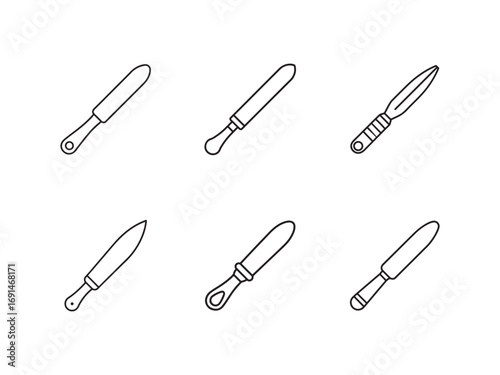 Collection of various cuticle pushers illustration on plain white background minimalist aesthetic for hygiene and grooming