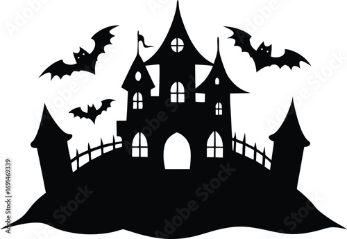 halloween castle vector illustration
