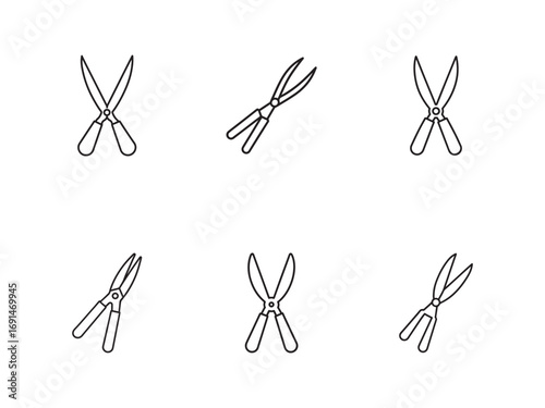 Different Hedge Trimmer Designs Line Art Collection for Gardening and Landscaping Projects Vector Illustration Isolated on White Background