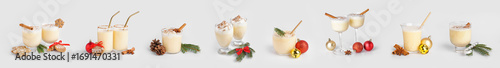 Collage of tasty eggnog coc...