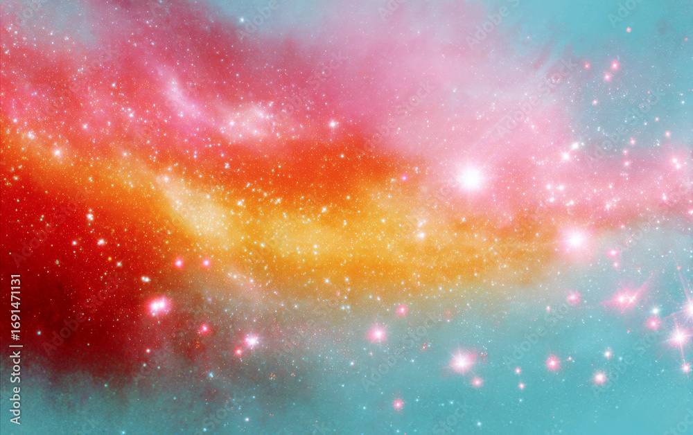 Fototapeta premium Vibrant cosmic nebula with colorful stars and glowing clouds