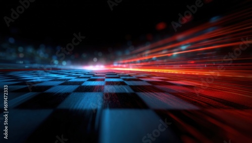 Night race track, speed blur